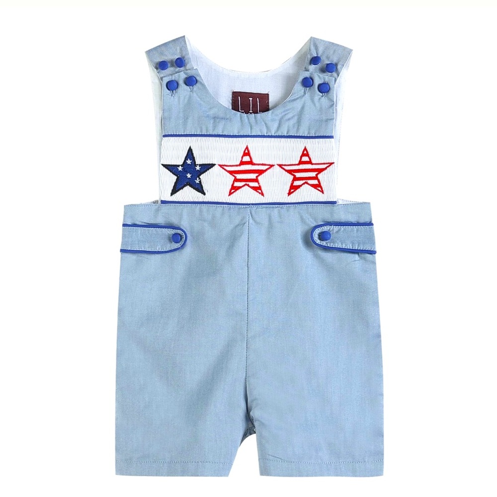 Lil Cactus 4th of July Stars Short Alls Fully Lined & Snap Jon Jons NWT